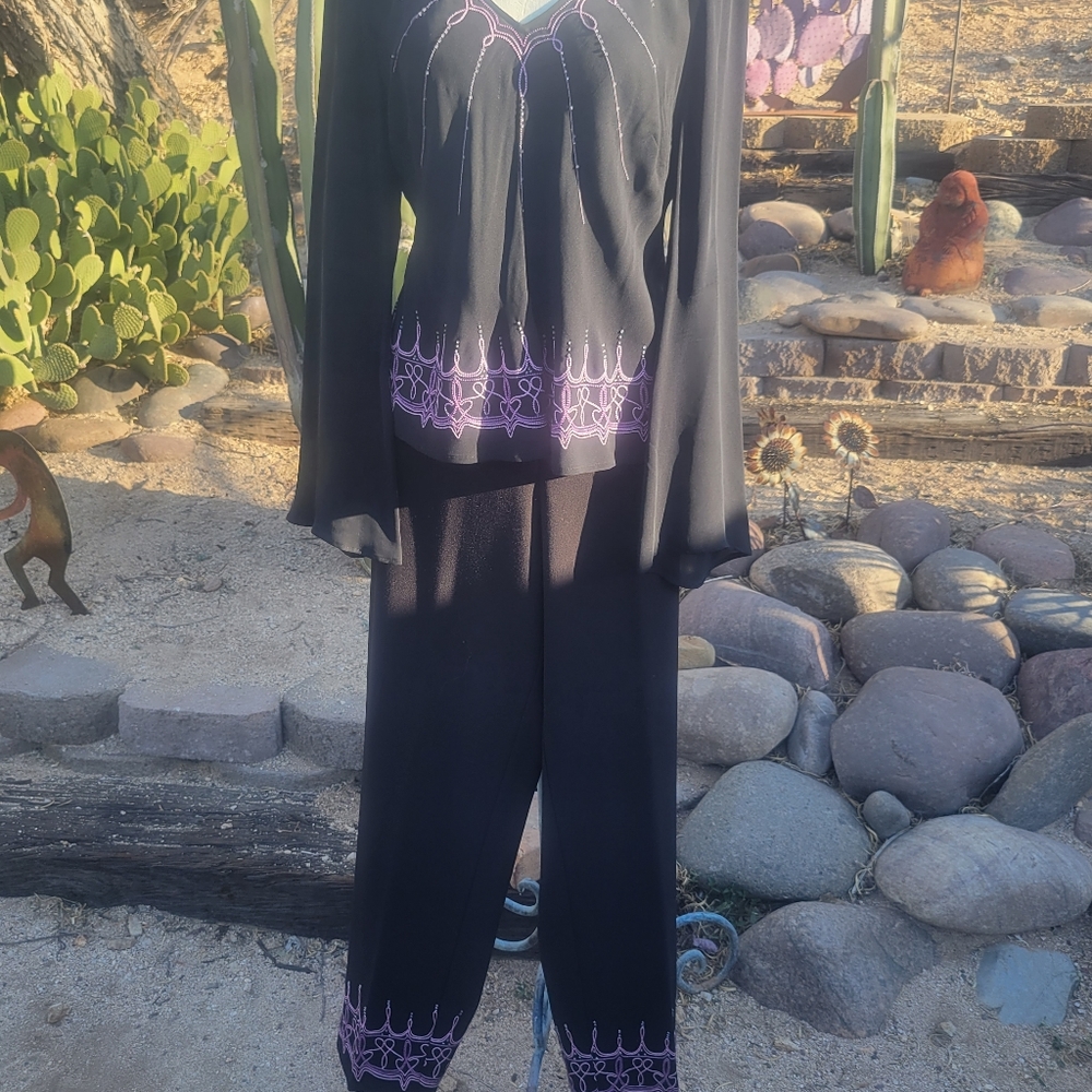 Sunny Leigh Silk Blouse/ Pants Set